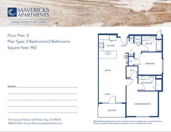 Plan E | Type 2BR/2BA | Sq Ft 983