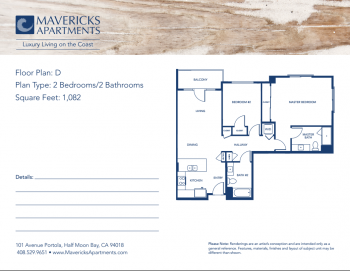Plan D | Type 2BR/2BA | Sq Ft 1,082